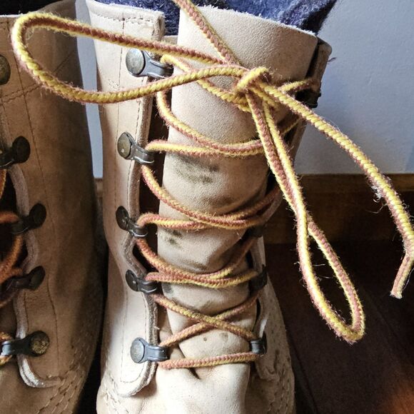 Vintage LL Bean Mens Maine Hunting Shoe Duck Boots Mens Sz 14 Leather Wool Lined - Picture 8 of 11